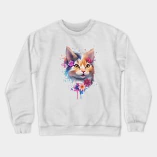 Cat Watercolor Crewneck Sweatshirt